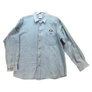 University of Georgia Denim Shirt Cadre Athletic Mens XL Button Up Football Fan